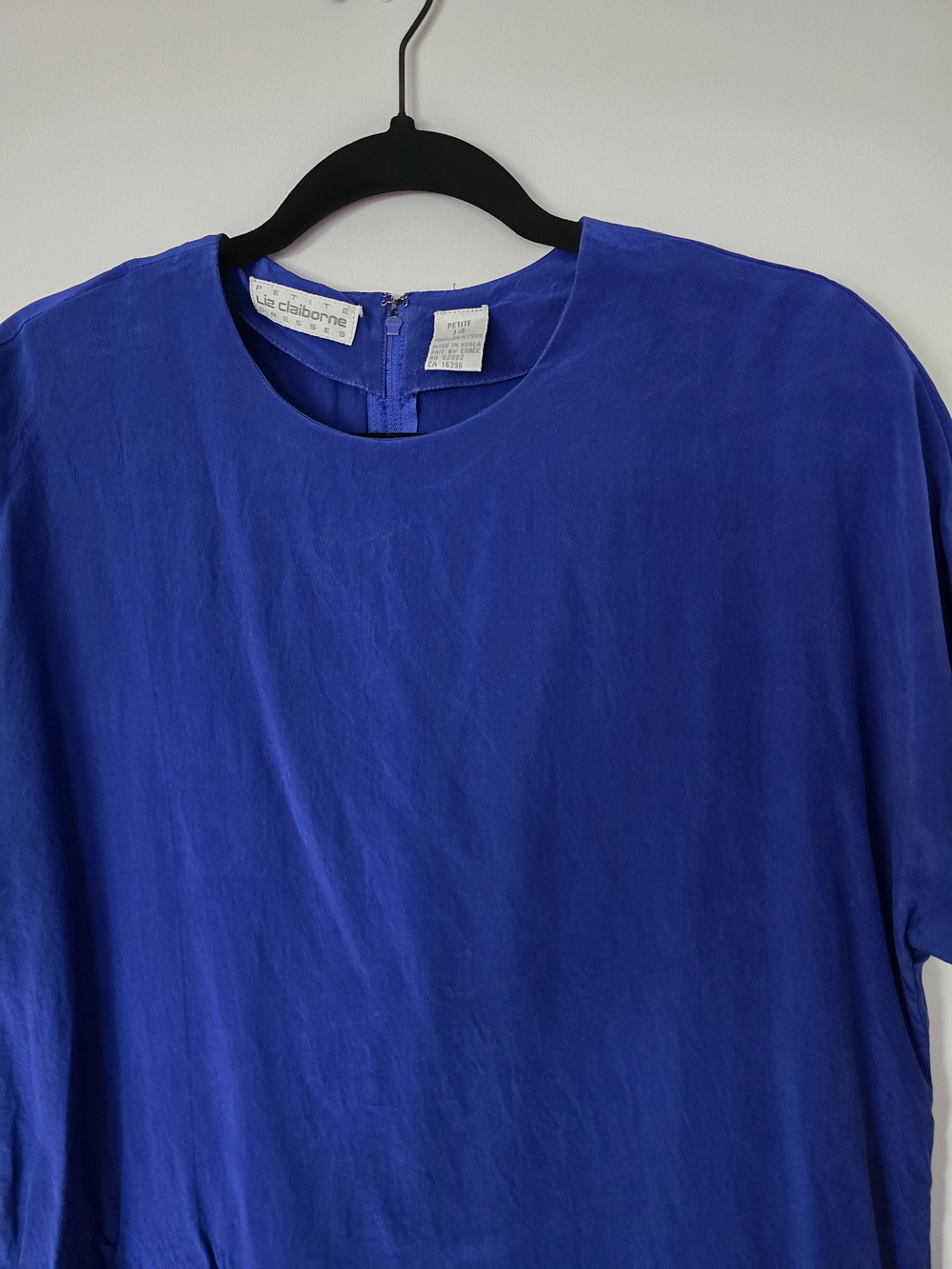 Liz Claiborne Petite Women's Royal Blue Short Sleeve Silk Dress
